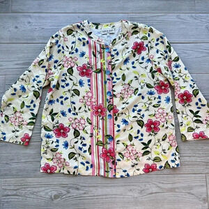 David Dart Womens Multicolor Floral Long Sleeve Button Front Blouse Size Large‎